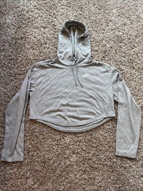 Nike Gray Cropped Hoodie with Small Swoosh